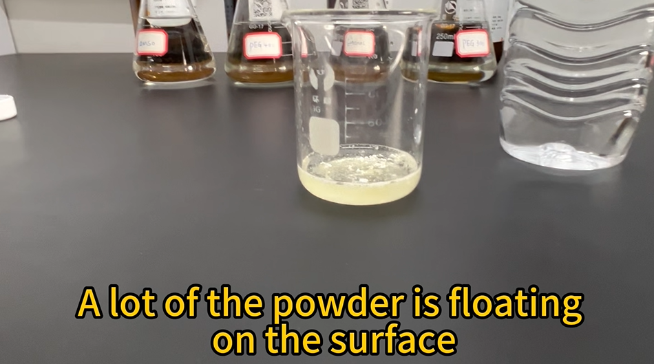 3 a lot powder floating on water